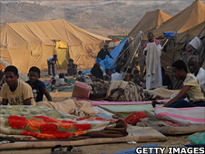 Displaced Yemenis at a camp