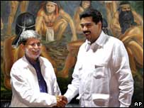 Celso Amorim e o chanceler venezuelano Nicolas Maduro