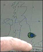 Computer demonstration of radiation spreading throughout the East of England