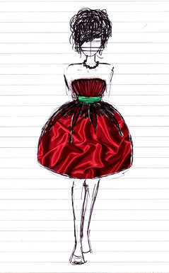 Red Satin Puffy Gown