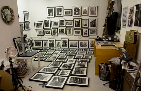 Getting ready for the exhibition: over 100 prints showing the work of both photographers will be on show at the Wales Millennium Centre in Cardiff