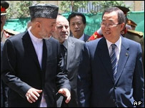 کرزی و بان کی مون