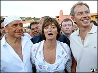 Sílvio Berlusconi, Tony Blair e Cherie Blair