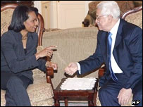 کاندوليزا رايس و محمود عباس 