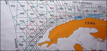 Mapa da costa cubana