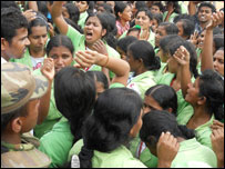 Protest at Katunayaka pix by Prasad Purnimal Jayamanne
