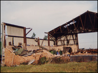 The rear of John Euston's destroyed warehouse
