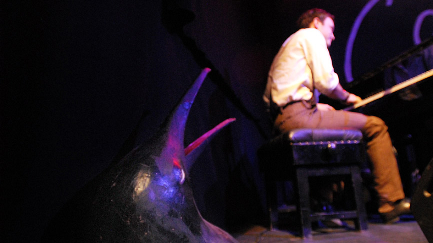 Penguin Cafe live at the Old Fruitmarket. Photo by Louis Decarlo.