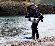 Sue Daly getting ready to carry out some underwater filming