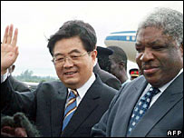 Chủ tịch Hồ Cẩm Đào và tổng thống Zambia Levy Mwanawasa