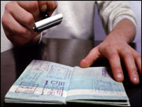 Passport being stamped