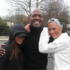 Kevin Adams holding up Max and Zena