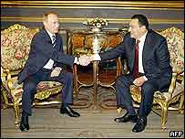 Vladimir Putin a Husní Mubarak