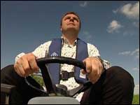 Paul Ross on a dingy