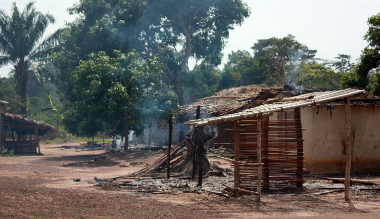 Damaged houses in Duékoué on March 29th, 2011 - ZOOM DOSSO/AFP/Getty Images