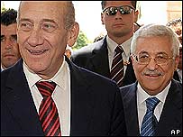 Ehud Olmert ile Mahmud Abbas