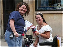 BBC reporter Emma Britton with Jane Hancock