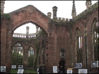 Inside the bombed out church