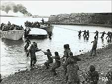 Sir Galahad on fire in the Falklands