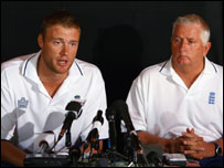 Flintoff and Fletcher face the media