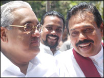 Mr. Weerawansa (C) with the President (R) and late Mr. Bandaranaike