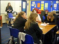 students studying at desk