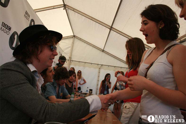 The Kooks in the signing tent