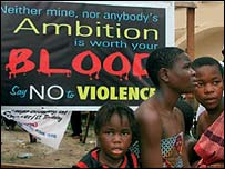 Poster urging Nigerians to "say no to violence"