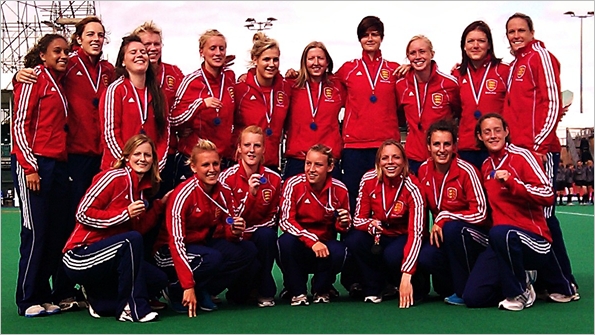 England's bronze medallists pose for a photo in Nottingham