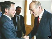 اولمرت و ملک عبدالله پادشاه اردن