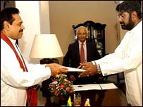 Rambukwella taking office as a new minister