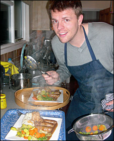 Jake, cooking at home