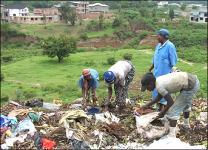 Women sort the waste outside Bujumbura