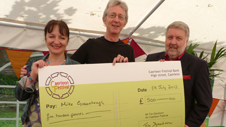 Competition winner Mike Greenhough with judge Siriol Jenkins and panel chairman Roy Noble