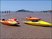Canoes on Bantham Beach