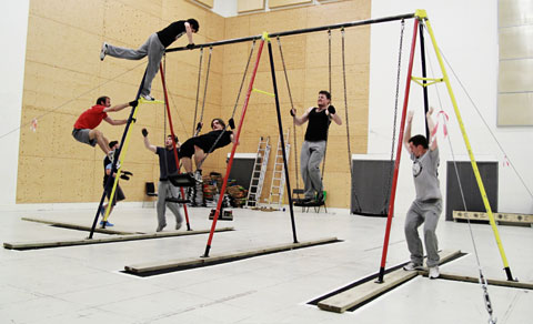 A rehearsal shot for Ma Bili'n Bwrw'r Bronco. Photo: Farrow's Creative