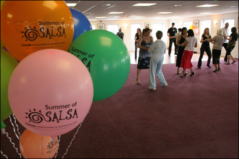 Dancers gather in Sixways for a Salsa masterclass before the world record attempt gets underway.