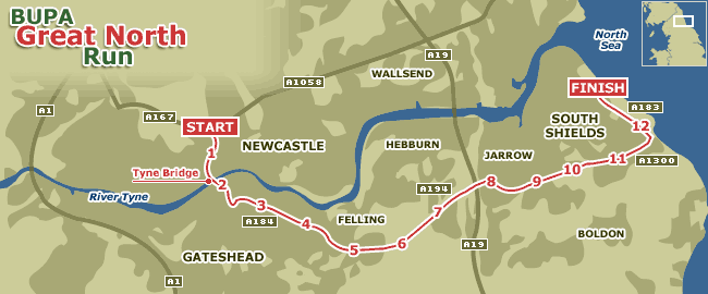 Great North Run map