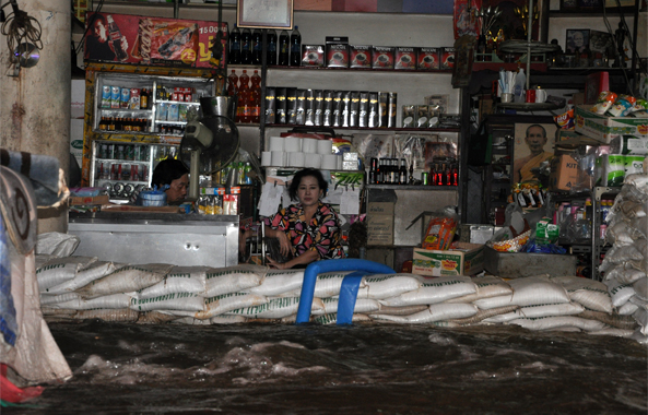 flooded shop in bangkok thailand