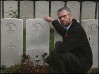 Andrew at his great uncle's grave