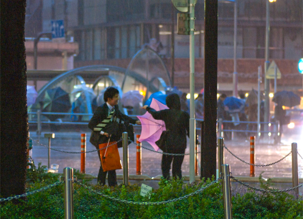 commuters outside Ebisu station 