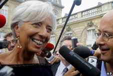 Christine Lagarde being interviewed