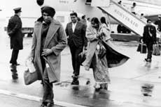 Ugandan Asians leaving the planes at Stansted