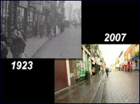 Canterbury as seen in 1923 and 2007. 