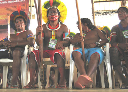 Xingu tribespeople at the protest