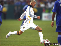 David Beckham kicking a ball