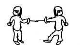 Fencing duel...