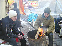 Juščenkovi příznivci na hlavním kyjevském náměstí