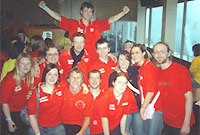 Criw o fyfyrwyr y Gym Gym, Abertawe yn y Rhyng-Gol ym Mangor