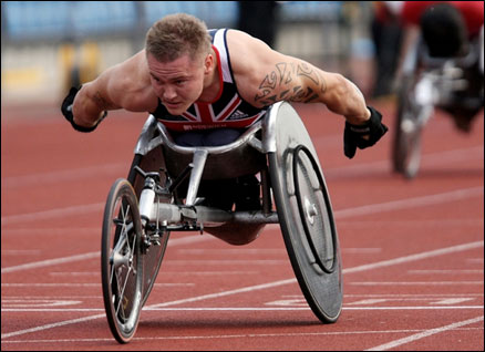 David Weir wins the 400m T54 mens race during the Paralympic World Cup